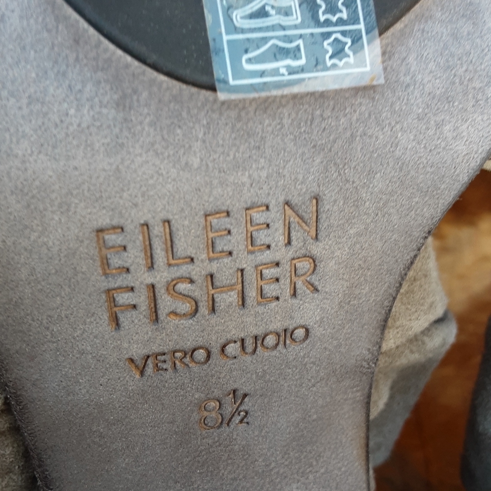 Eileen Fisher Taupe Suede Knot-Accent Wedge Heels - Picture 9 of 15